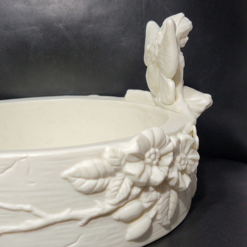 Vtg PartyLite Ivory Angel Spring Song Fairy Dragonfly Candle Holder Trinket Bowl - Picture 11 of 16